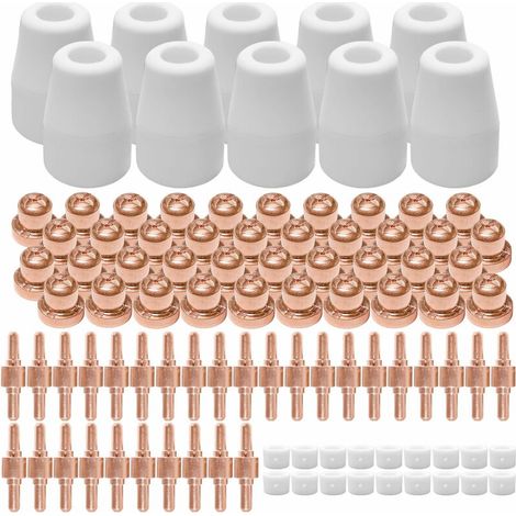 100 pcs, plasma cutting accessories, plasma cutting electrode nozzles, for PT30 and 40A type cutting guns (metal and ceramic)