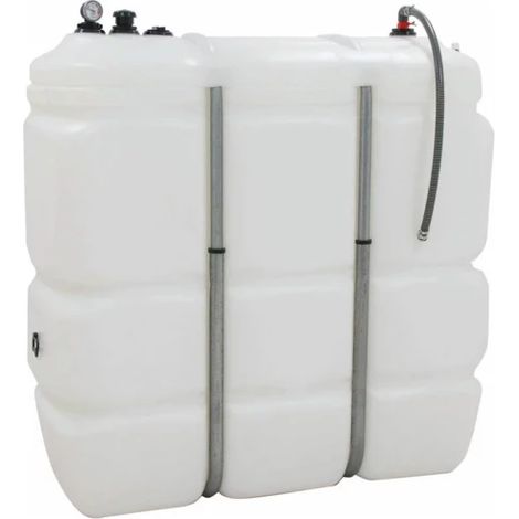 Sodise – Cuve de stockage gasoil PEHD 1500L double paroi – Pour intérieur sous abri UV – 2 poignées de transport – Renforts latéraux métalliques