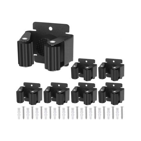 Set di 6 porta scope da parete, neri, robusti, porta scope da parete, supporto per scope da parete, contenitore per attrezzi da giardino e da cucina (1/5)