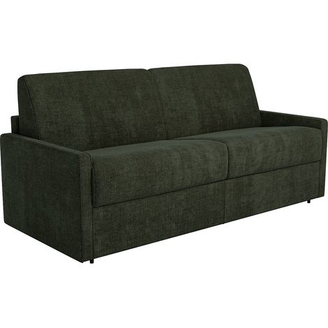Divano letto 4 posti express in tessuto verde abete - Letto 160 cm - Materasso 22 cm con memory foam - CALIFE