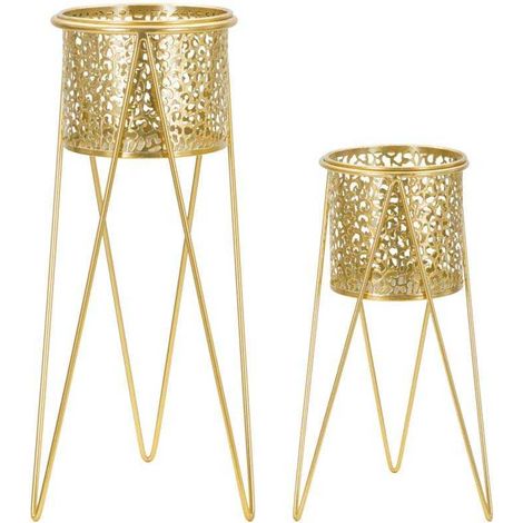 VASE HOLDER GLOD SET 2 PCS CM 21X20X46-18X18X32 (1/4)