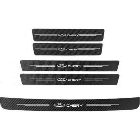 (5 pièces) Bande adhésive de protection anti-rayures en fibre de carbone pour seuil de porte de voiture, compatible avec Chery TIGGO 2, 3, 4, 5, 7, Pro 8, 3X, A1, QQ et Arrizo. (1/4)