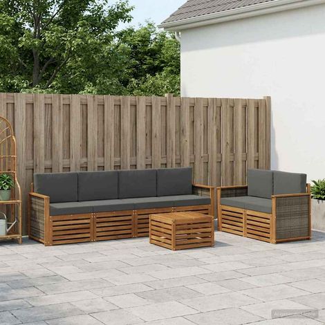 vidaXL Outdoor-Sofagarnitur mit Kissen 7 pcs Natur und Anthrazit (1/5)