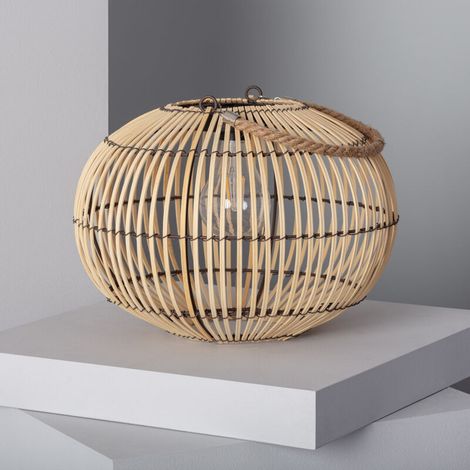 – Lampe solaire à poser LED extérieure en rotin naturel – Panneau photovoltaïque – Dimensions 240x315mm – Écologique et sans installation électrique (1/5)