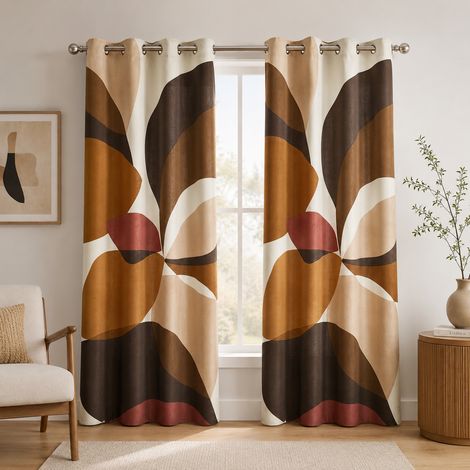 Lot de 2 rideaux à œillets 140 x 260 cm coton/polyester imprimé MOUNA (1/5)