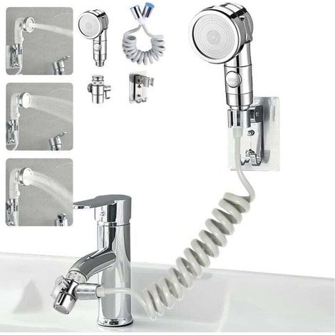 Enowelir Douchette Adaptable Sur Robinet Pour Lavabo Évier Et Coiffeur Rallonge Pour Faciliter Le Lavage Des Cheveux Et La Vaisselle (1/4)