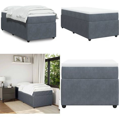 vidaXL Sommier à lattes de lit et matelas Gris foncé 80x200 cm Velours (1/5)