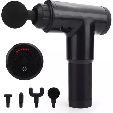 Pistolet de Massage Musculaire 4 Embouts 6 Vitesses pour Tissu Profond Noir 220V EU (1/4)