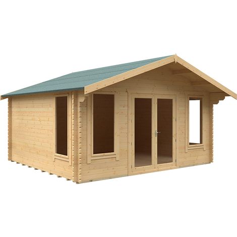 14x16 The Sutton 44mm Cabin - L415 x W475 x H292.6 cm - Solid Wood/Softwood/Pine - Natural