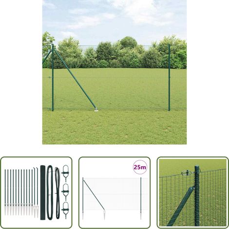 vidaXL Clôture moderne - Poteau de clôture. Vert 25 x 1,5 m (maille de 25 x 25 mm) Acier (1/5)