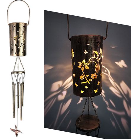 Carillon solaire d'extérieur, lanterne solaire, carillon colibri, cadeau pour femme ou maman, carillon commémoratif, cadeau de Noël pour la décoration de jardin. (1/5)