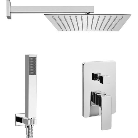 Set doccia incasso soffione 25x25 cm e kit doccia completo Kubo