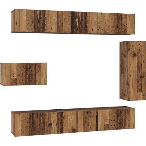 Maison Exclusive - TV-Schrankset Wandmontiert 8 pcs Altholz Holzw