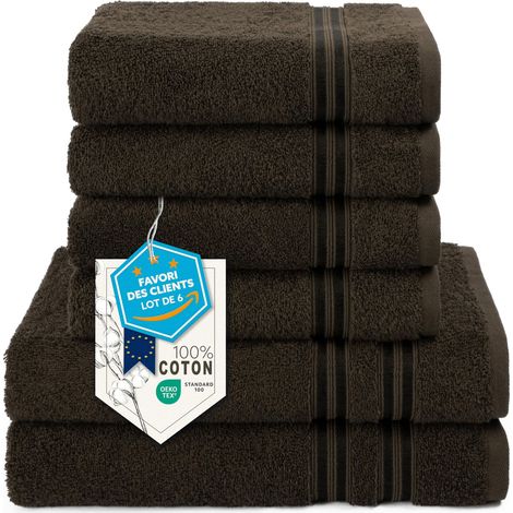 Lot de 6 Serviettes, 2 de Bain 70x140 + 4 de Toilette 50x100 cm (1/5)