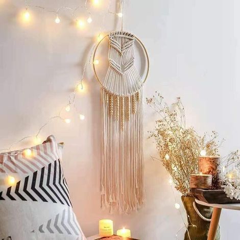 Handgefertigter Traumfänger aus Baumwolle im Boho-Stil, Makramee-Wandbehang, Traumfänger-Wanddeko, Geschenk für Zuhause, sonnig (1/5)