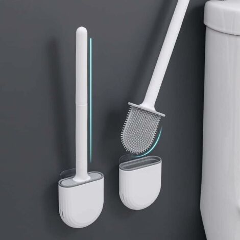 BUNTHAUS PA 1-teiliges Silikon-Toilettenbürsten- und Halter-Set, Toilettenbürste mit langem, rutschfestem Kunststoffgriff und flexiblen Borsten, Toilettenbürste mit schnell trocknendem Halter (1/5)