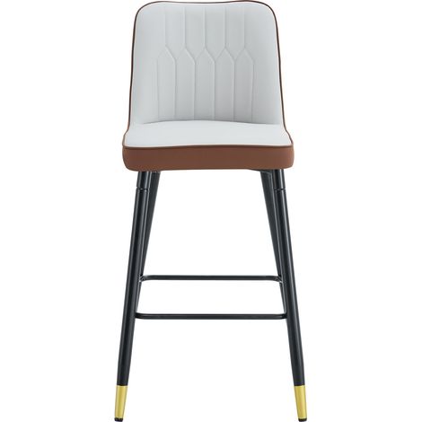 2er-Set Barhocker H 100 cm aus PU in Braun und Hellgrau mit schwarzem Metallgestell (1/5)