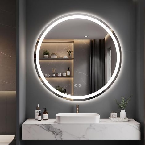 Dripex Miroir Salle de Bain Anti-buée 70cm, Miroir LED Rond avec Haut-Parleur Bluetooth, 3 Couleurs, Dimmable, Interrupteur Tactile (1/5)