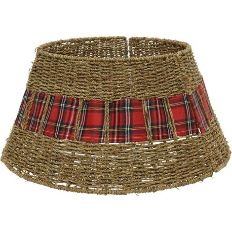 Rattan Weihnachtsbaum Fußsack mit Band Ø70 × H28 cm (1/4)