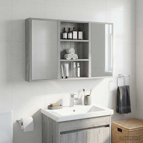 vidaXL Armadio da bagno a muro Sonoma grigia 40 x 10 x 60,5 cm