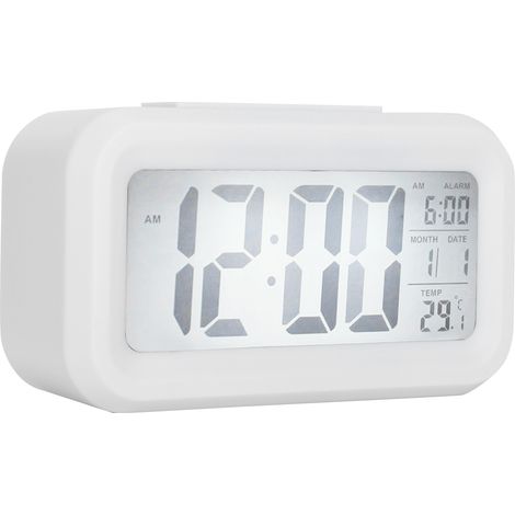 Elektronische LCD-Uhr, großes Display, geräuschlos, intelligente Zeit- und Temperaturanzeige, Wecker GHY-501 Weiß (1/5)
