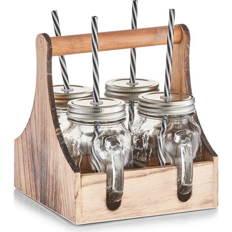 Verres avec Caisse, Verre, Transparent/Natur, 20 x 22 x 22 cm (1/5)