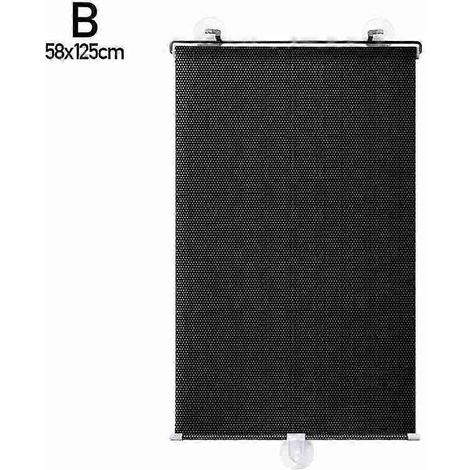 Pare-soleil rétractable pour voiture, protection solaire pour vitre avant, pare-soleil enroulable, rideaux, accessoires, couvre-pare-brise, store intérieur O7Y1, vitre avant, 58 x 125 cm (1/5)
