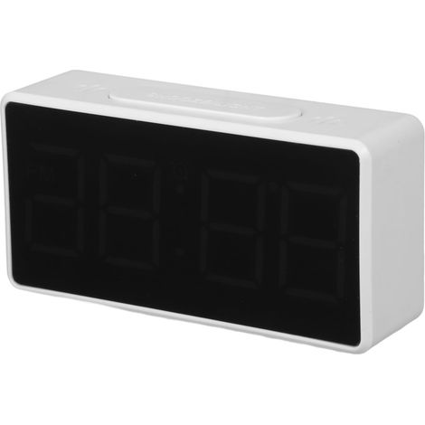 Réveil Numérique LED Miroir Blanc Fonction Mémoire Batterie et Alimentation USB, Design Moderne Simple pour Chambre à Coucher, Surface en Plastique et LED (1/5)