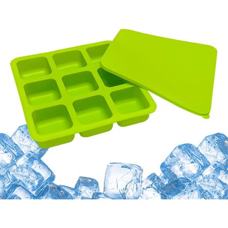 Moules À Glaçons En Silicone 9 Cavités Gadgets Réutilisables En Silicone Avec Couvercle Fabricant De Glaçons Pour Bar, Fêtes, Camping, Cocktails, Café, Chocolat, Bonbons (1/5)