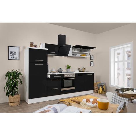 Cuisine Kitchenette Bloc cuisine Blanc Noir Amanda 270 cm Respekta Premium