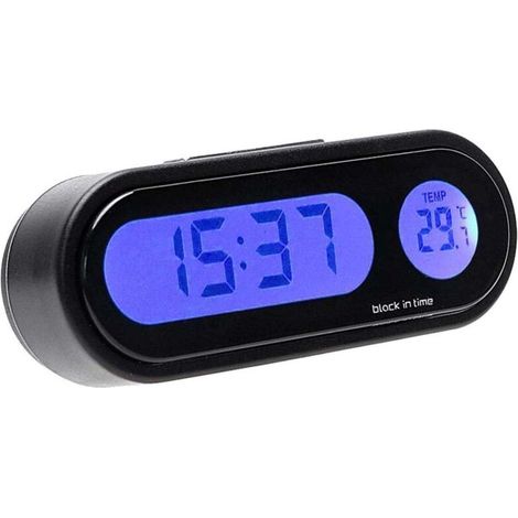 Rosvola Horloge thermomètre numérique 2 en 1 pour voiture Grand écran LED rétroéclairé Installation facile sur tableau de bord ou sortie d'air (1/5)