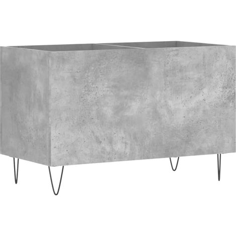 Armoire à disques classique rangement vinyles 74,5 x 38 x 48 cm style industriel en bois d'ingénierie gris béton (1/5)