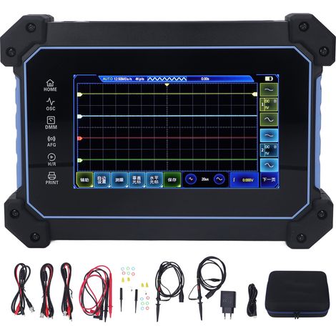 Oscilloscope numérique HANTEK 4 canaux 200MHz 1GSa/s, écran tactile complet, portable avec prise UE 100-240V, pour électronique et diagnostic. (1/5)