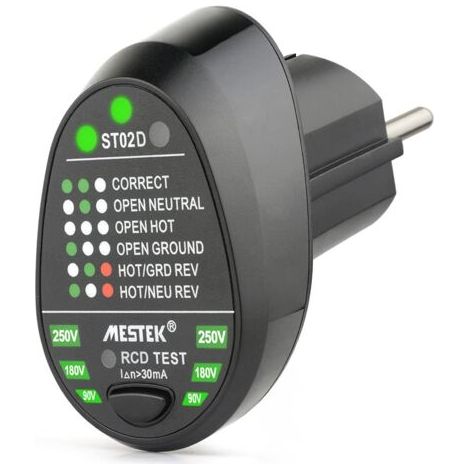Testeur de prise électrique, testeur de sortie de détecteur de polarité RCD, test automatique de fil de terre direct neutre (prise ue)