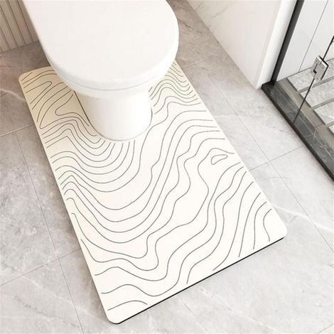 Copriwater a forma di U, tappetino da bagno in terra diatomacea, 55x50 cm, assorbente, ad asciugatura rapida, antiscivolo. (1/5)