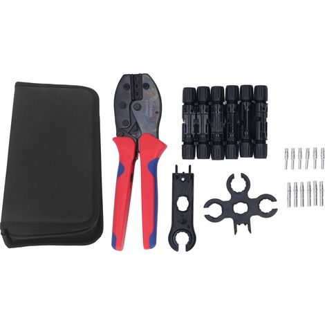 Pince à sertir panneaux solaires, outil de crimpage sécurisé et précis, clé multifonction étanche IP67 pour connecteurs 1000W, kit professionnel complet. (1/5)