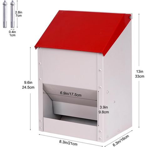 Mangeoire Automatique pour Poules en Métal Distributeur de Nourriture Anti-Gaspillage pour Volaille