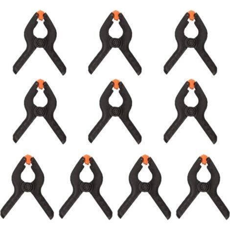 [JAMAIS UTILISÉ] Lot de 10 pinces à ressort en nylon de 5,1 cm ，mini pinces à ressort en plastique noir en nylon pour toile de fond, papier mousseline, fond de photo, projets de travail et studios de (1/4)