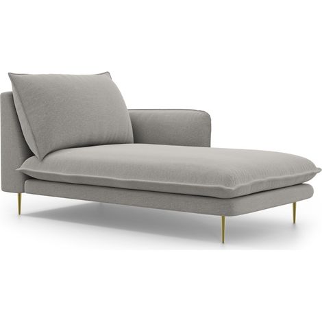 Méridienne droite en tissu structurel gris clair (1/5)