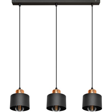 Helam EDISON Plafonnier Suspendu Straight Bar Noir, Cuivre 12cm