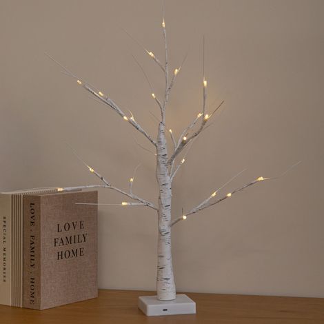 60cm Battery Powered Light Up Christmas Birch Tree with 24 Warm White LEDs (1/5)