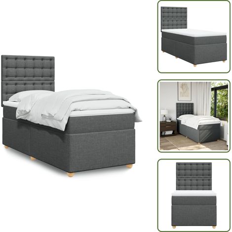Boxspringbett mit Matratze Dunkelgrau 90x190 cm Stoff - Boxspringbett - Doppelbett - Bettsofa - Schlafsystem - Polsterbett (1/5)