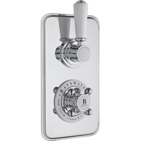 Bayswater Traditional Dual Concealed Shower Valve White/Chrome (1/2)