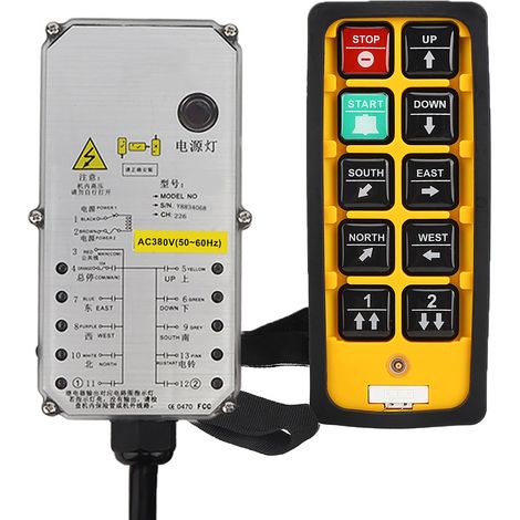 Télécommande industrielle à double poignée étanche, résistante aux acides et aux huiles, pour palan électrique AC380V (1/5)