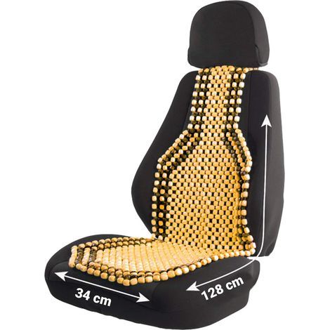 Beige Wooden Bead Seat Cushion, Active Ventilation, Massage, For Car (1/4)