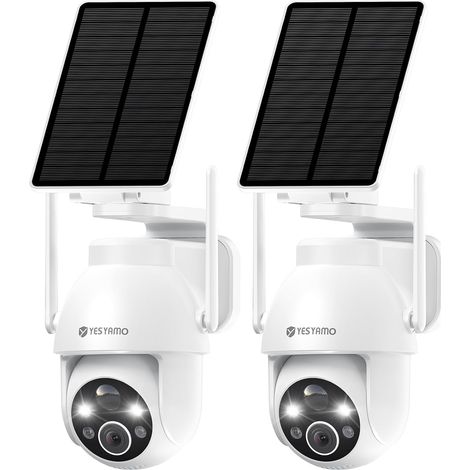 2PCS 2K Camera Surveillance WiFi Exterieure sans Fil Solaire (1/5)