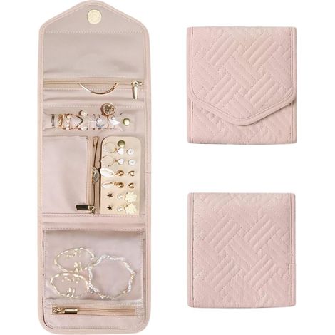 Sac à Bijoux en Rouleau Pochette Bijoux Voyage en Imperméable, Organisateur de Bijoux Sac Rangement de Bijoux Pliable, Rouleaux de Bijoux Portable pour Boucles d'oreilles Collier Bracelet (1/5)