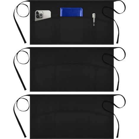 Tablier De Cuisine - Polyester Imperméable - 60x30 cm - Pour Serveurs Chefs Bistro Restaurant - 3 Pièces (1/5)