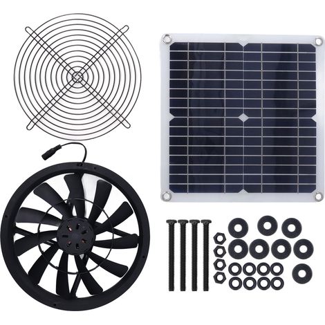 Ventilateur solaire 5V 10W, silencieux, extracteur d'air pour serre, camping-car, randonnée (1/5)