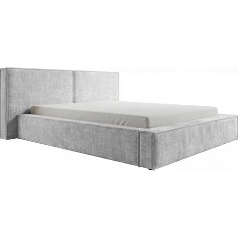 CELIA - Lit coffre tissu velours Gris clair 140x200cm (1/5)